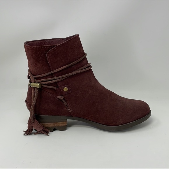 Sorel Farah Boots Ankle Booties Burgundy Red Suede Size 7 - Picture 5 of 11